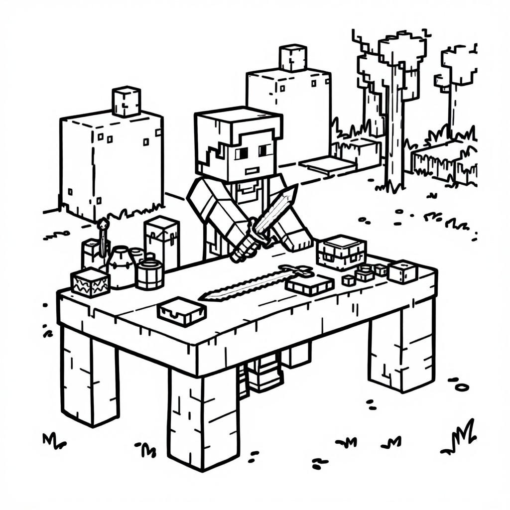 Minecraft - Alex Crafting Coloring Page (Free) | ColorFun