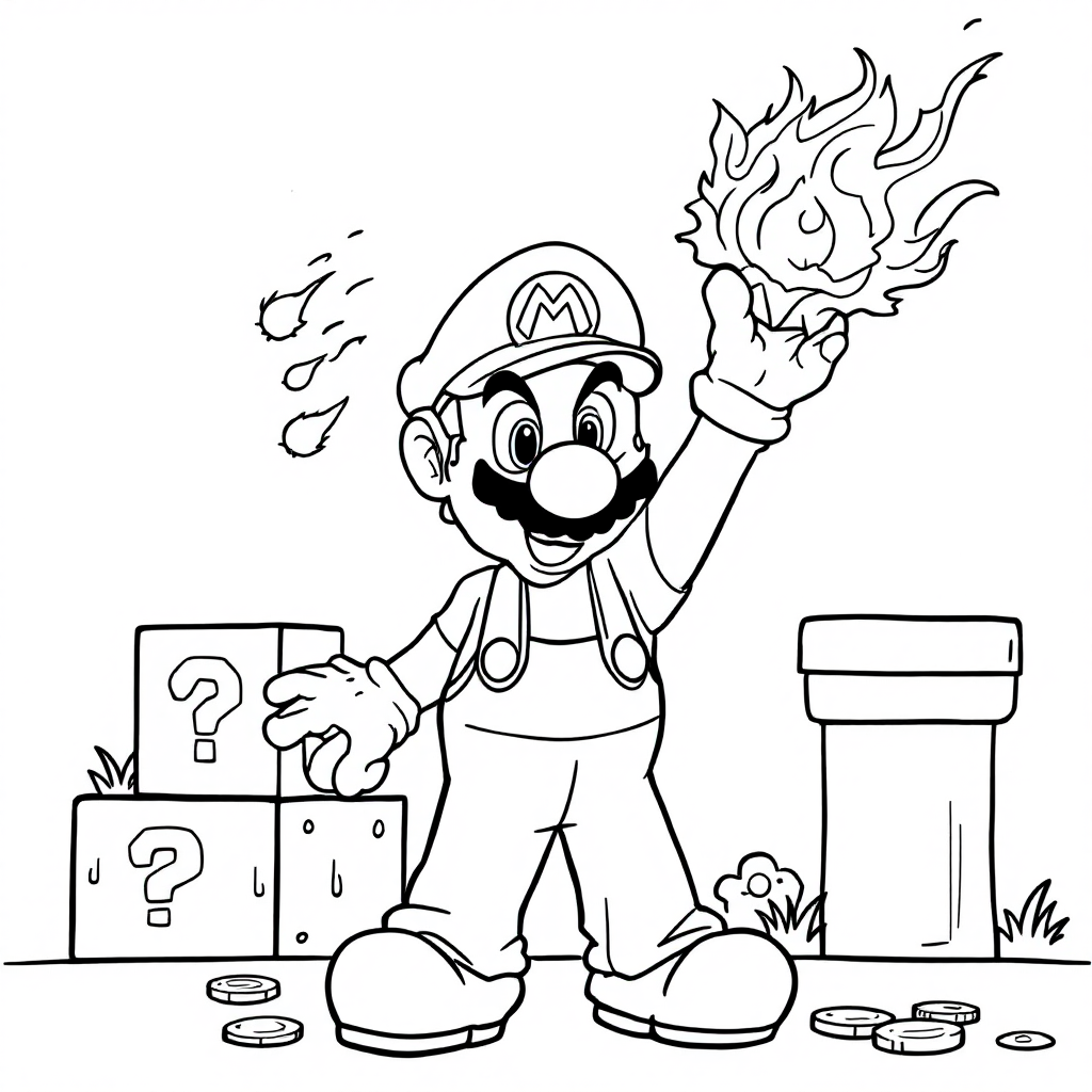 Fire Mario Printable Mario - Fire Flower Power Coloring Page (Free) | ColorFun