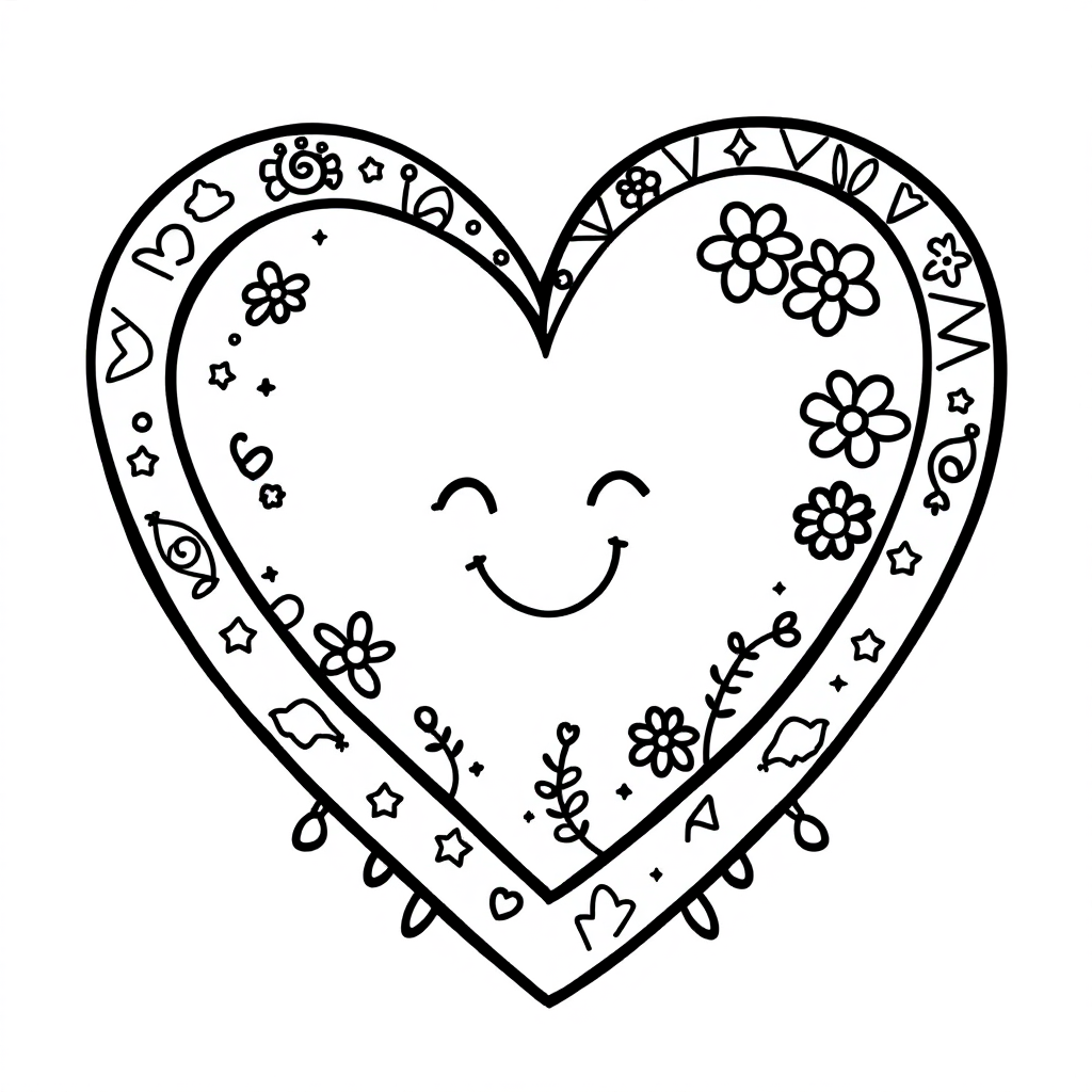 Simple Heart Colour In Hearts - Simple Bold Heart Coloring Page (Free) | ColorFun
